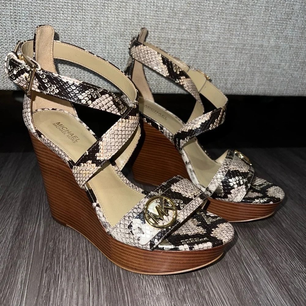 Carmen Snake Embossed Wedge Sandal - Picture 2 of 4